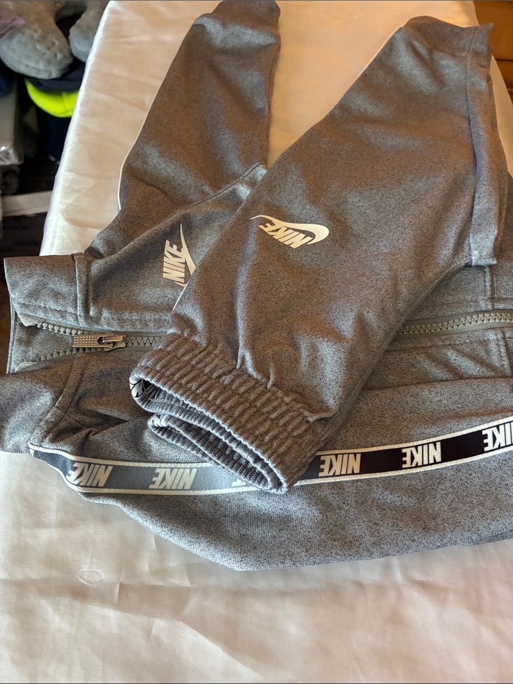 Nike Kids Gray Logo Joggers with Branded Tape